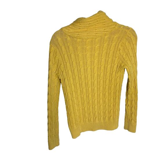 Jeanne Pierre Mockneck Cable Knit Sweater Yellow Pullover Long Sleeve Size Small - Picture 3 of 7